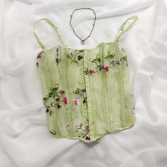 Victoria's Secret Green Floral Corset